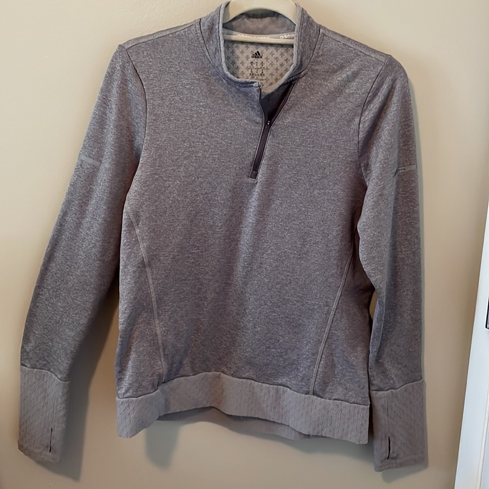 🏃🏼‍♀️Adidas Running Grey 1/4 Zip Athletic Fleece ClimaHeat Jacket🏃🏼‍♀️ ~med